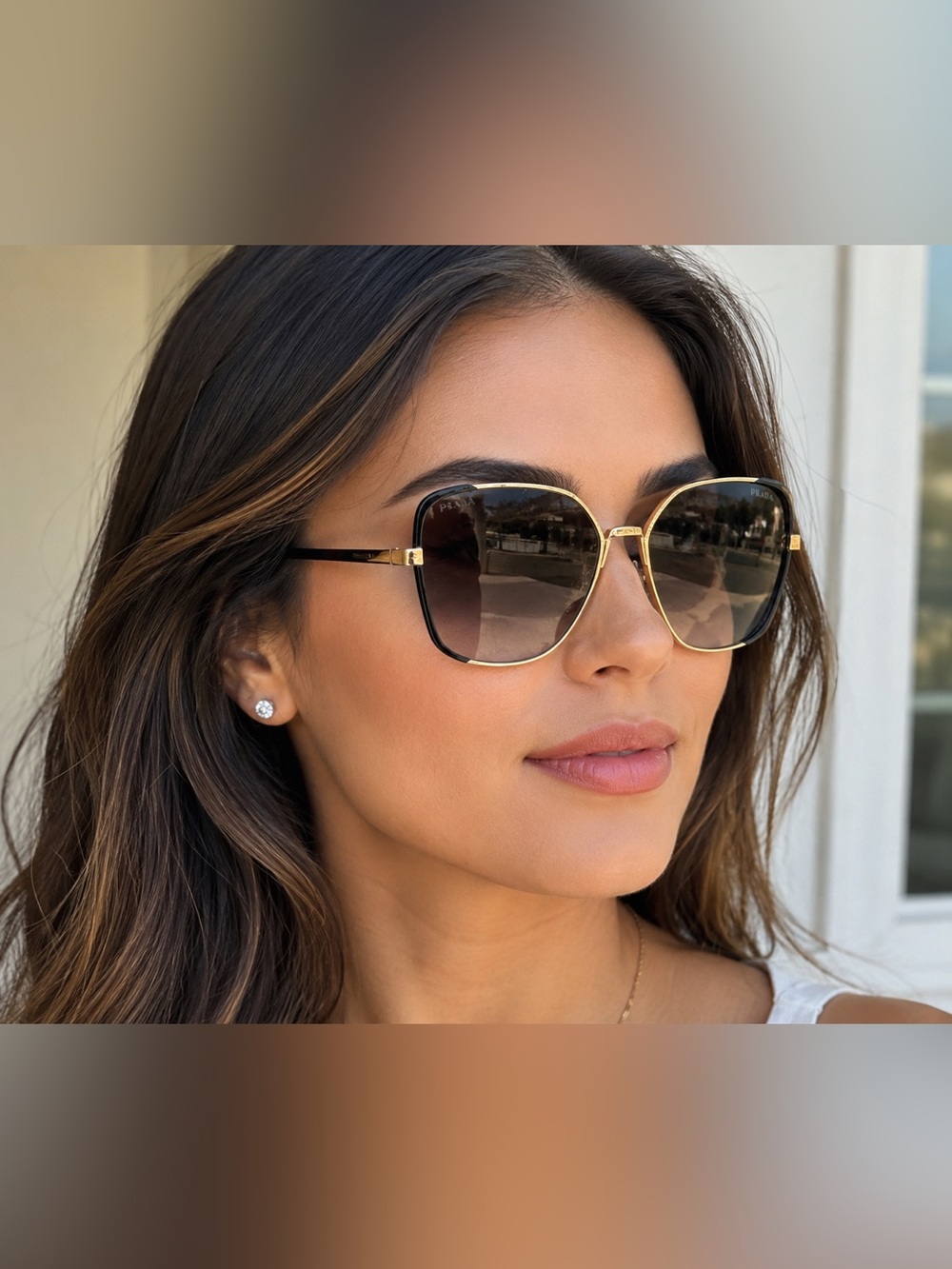 Prada SPR60X Sunglasses Gold Black Gradient Lenses 59/16 excellent New condition